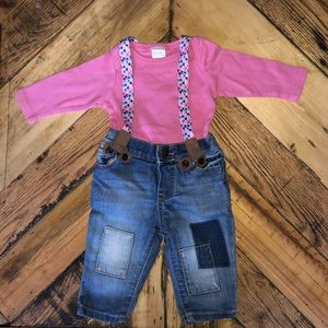 Baby OshKosh b’gosh Suspender patched jeans + top